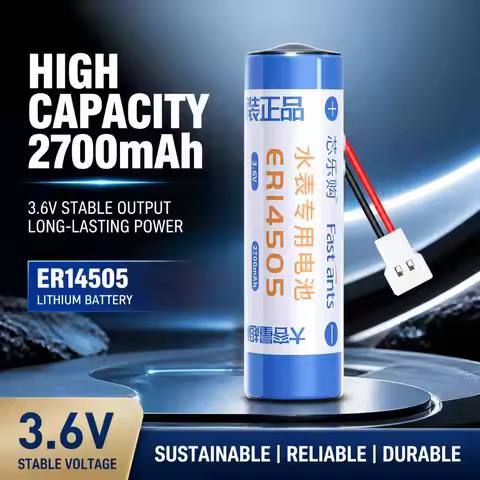 1pcs ER14505 3.6V lithium thionyl chloride battery Plug 2Pins connector AA 2700mAh for Smart Water M
