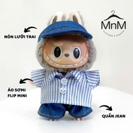 [Ho Chi Minh Express] - Labubu Flip Clothing 17cm Striped Shirt & Jeans