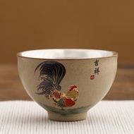 ถ้วยโหลไก่ฝังด้วยโคมไฟเงินทำด้วยมือถ้วยเงินถ้วยชาเซรามิคถ้วยชาเงินแท้999ถ้วยหลักถ้วยเดียวถ้วยชา