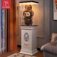OATSBASF Transparent Labubu Display Box POP MART Zimomo Roman Column Base Dolls Dustproof Storage Ca