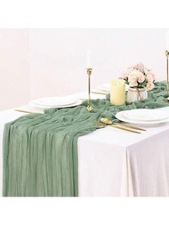 1片峇里雪紡起皺桌旗波西米亞風格扭結桌布,用於婚禮派對裝飾