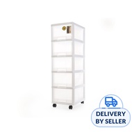 Citylife 5 Tier Comfort Cabinet with Wheels 90L Clear