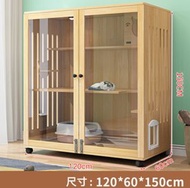 ONE - 實木家用三層貓屋（免漆【鋼化玻璃門】含側門洞/貓抓柱子）【尺寸：150*120*60cm】