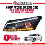 HONDA ACCORD G8 2008-2012 LED HI-BEAM SEQUENTIAL SIGNAL RED DEMON EYES HEADLAMP LAMPU DEPAN HEADLIGH