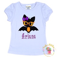 Bat Girl Halloween Custom Embroidery Tshirts, Halloween Tshirt, Kids Tshirts, Girl Tshirts