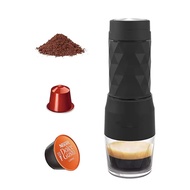 Zmart 4-in-1 Portable Coffee Machine Manual Espresso Maker with Capsule & Ground Coffee, Milk Frothe