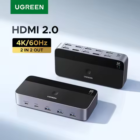 UGREEN 4K 60Hz HDMI KVM Switch 2 in 2 Out USB C USB 3.0 Share Monitor Keyboard Mouse HDR 3D Display 