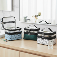 New Lingge Double Deck Makeup Bag - Large Capacity Travel Skincare and Toilet Storage Pouch  Beg Mak