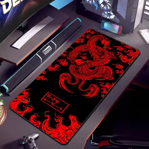 Red Dragon Mousepad Japanese Big Desk Mat Kawaii Gaming Accessories Rubber Anti slip Mouse Pad XXL P