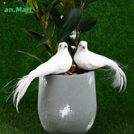 AN.MART 2pcs White Doves Feather Artificial Foam Lover Peace Doves Bird Home Decor MY