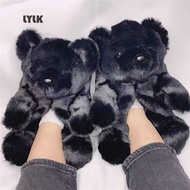 [NEW EXPRESS] New Winter Women Plush Teddy Bear Slippers Home Flat Cartoon Soft Fluffy Cute Warm Cotton Shoes Ladies Indoor Floor Furry Slides