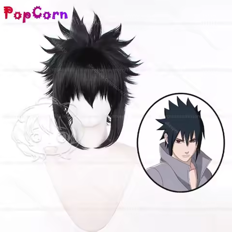 Uchiha Sasuke Cosplay Wig 35cm Short Fluffy Black Wig Cosplay Anime Cosplay Wigs Heat Resistant Synt