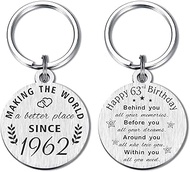 63rd Birthday Gifts for Women Men, 63 Year Old Birthday Keychain, Born in 1960 Gifts, 1960 Birthday