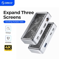 ORICO USB C Expansion Dock Type C to 4K60Hz DP HDMI Com 3 Different displays RJ45 PD 7 in 1 multi-au