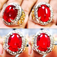 Cincin Titanium Elegan dengan Batu Merah Asli dan Ulang Tahun Zirkonia Cincin Pria Warna Merah Anggu