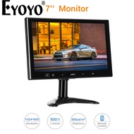 Eyoyo จอภาพขนาดเล็ก LCD ขนาด7นิ้ว140 ° สำหรับความปลอดภัยในรถยนต์สำนักงานบ้าน HDMI VGA พร้อมรีโมทคอนโทรล