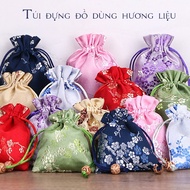 Combo of 2 Square Brocade Bags Embroidered with Apricot Flowers Convenient Empty Bags for Sweet Cand