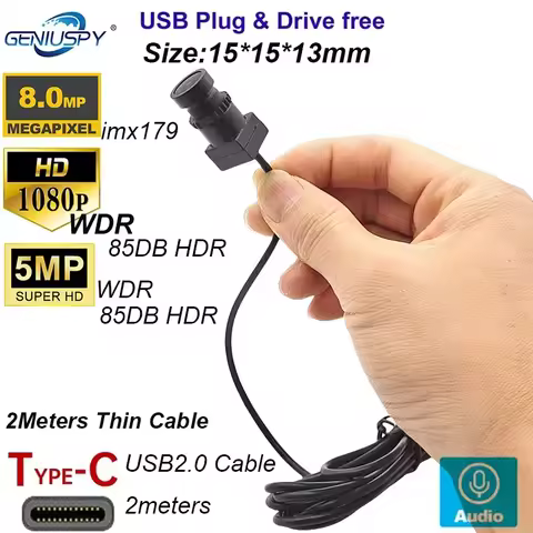 15*15MM TYPE-C CCTV USB Cam Module High Speed 2MP 5MP WDR Low Lux 8MP 4K OTG UVC Small USB Camera Se