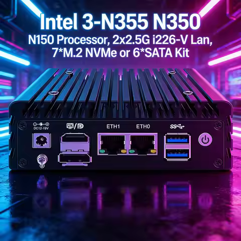 Fanless Mini PC Intel 3-N355 N350 N150 Windows 11 Pro Small Micro Desktop Computer HDMI DP Display,U