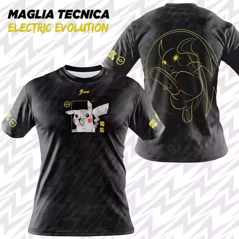 Bandai Pocket Monster Electric Evolution Pikachu Anime Allover Print Adult Kids T-Shirt Family Summe