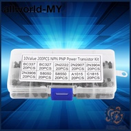 Taruor Assortment of Transistor 200pcs 10 Values Including BC337 BC327 2N2222 for Electronics