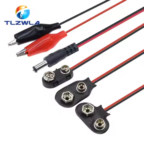 9V Battery Clips 15cm Black Red 2Wired Cable Connection Connector Buckle 9 Volt Battery Clip Connect