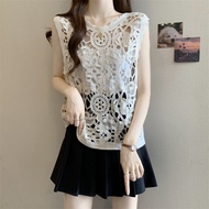 Lace Hollow Out Oversized Bohemian Sleeveless Blouse