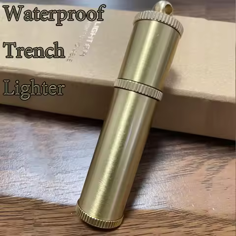 Waterproof Trench Fluid Lighter Brass Kerosen Oil Small Lighter Capsule Ring Gasolin Lighter EDC Sma