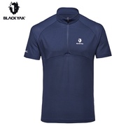 [BLACKYAK Korea] Male MARTI AX Short-Sleeved Half-Open Top Navy Blue Breathable Sportswear DB1MC806