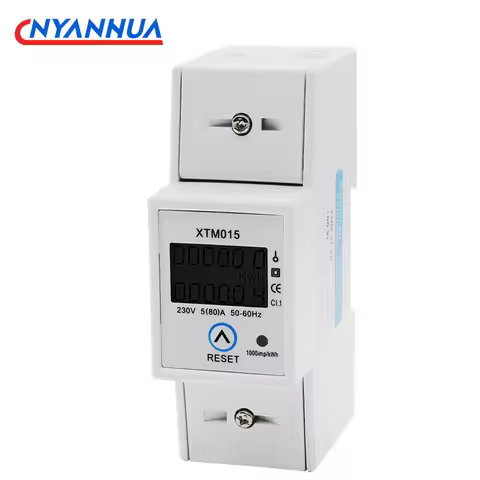 230V KWH Meter Electric Energy 35mm Din Rail Digital LCD Single Phase Energy Meter 6-Digit Counter