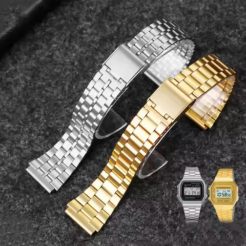 Fine steel watchband for CASIO steel wristband a158 / a159 / A168 /a169 /b650 /aq230/ 700 small gold