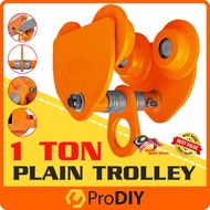 1 TON Heavy Duty Plain Trolley For Chain Block Electric Hoist Roller Crane Lift Dual Wheels 手推跑车