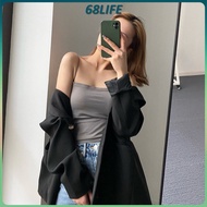 [M'sia Stock] Stretchable Singlet Top Bralet Comes With Padding Camisole Sleeveless Soft Elastic Gir