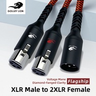 GOLLEY ตัวแยก XLR แบบสมดุลรูปสิงโต2XLR ตัวเมียเป็น XLR ตัวผู้สายไมโครโฟน3Pin ตัว Y สายไมค์แยกสายตัวผ