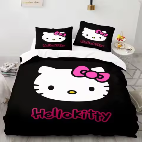 Hello Kitty Duvet Cover Set Hello Kitty Bedding Set Cartoon Anime Quilt Cover Pillowcase Bed Set Twi