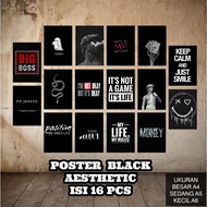 Qoutes Black Aesthetic Wall Poster Size A4 A5 A6 | Contains 16 PCS Aesthetic Posters [R35] Posters
