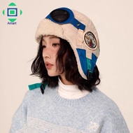 Vintage Aviator Style Corduroy Hat for Women - Fleece Lined Windproof with Detachable Goggles