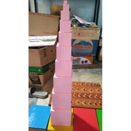 Montessori pink tower solid wood 10cm to 1cm