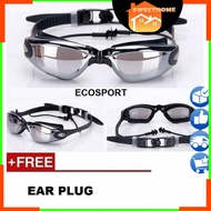 basikal senaman basikal lipat bicycle EcoSport Adult Goggles Plating HD Anti-Fog/UV Seamless Silica Gel+Ear Plug+Case