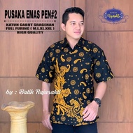 KATUN KEMEJA Latest Short Sleeve Batik Shirt with Gold Heirloom Motif Pen 2 - Primisima Cotton Mater