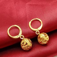 Philippines Ready Stock Pure Real Original 18k Saudi Gold Pawnable Legit Jewelry Seller Earrings Women's Hydrangea Wedding Jewelry Girlfriend Gift for Women on Sale Not Fade