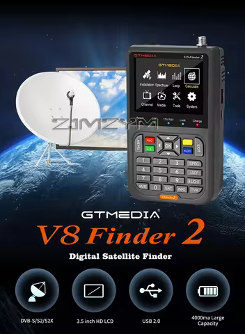 Finder2+Bag Satellite Finder Meter DVB-S2X/S2/S 1080P 3.5 Inch High Definition TFT LCD Screen H.264 