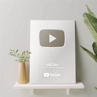 Custom Wall Decoration Frame Youtube Name Silver Play Button MDF wood 6mm 20x30 NOTE: INCLUDING CHAN