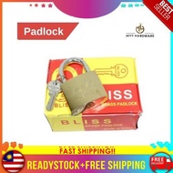 Ready Stock BLISS BRASS PADLOCK WITH 3 KEYS (25MM - 63MM)lock