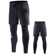 Men's 2 in 1 Shorts Long Leggings Sports Gym Fitness Running Cycling Man 2in1 Shorts Running