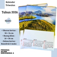 2026 Calendar {Indonesian Nature Time 1 & 2} AO 108 & AO 110/Triwulan 4 sheets 3 months size 38 cm x