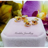 Merdeka 916 Gold 2C Channel Earring / Subang Skru Channel Emas 916( ERC000001 )