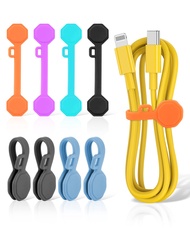 8PCS Silicone Magnetic Cable Ties & Clips, Cord Organizer [1S] Management Reusable Magnet Cable Orga