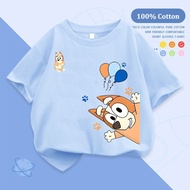 Tawaran istimewa children's T-shirts [Bluey Bluey] Cotton 100 Top Kid T Shirt non-fading unsiex #77