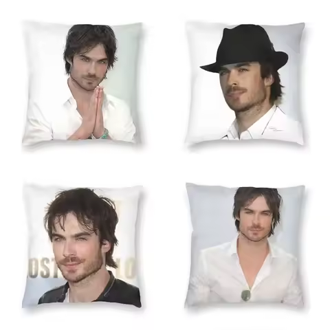 Soft Ian Somerhalder Cushion Cover Print The Vampire Diaries Throw Pillow Case for Sofa Damon Salvat